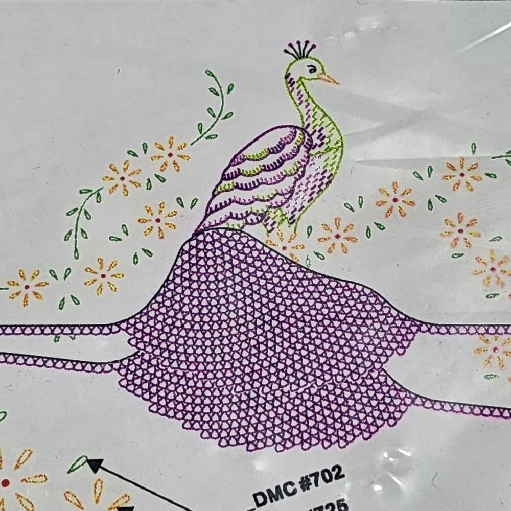 Peacock Hemstitch Edge Pillow Cases Crochet Embroidery Jack Dempsey Needle Art